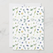 Blauw geel bloemenkrans bohemian rustieke bruiloft kaart (Achterkant)