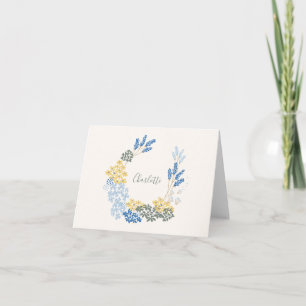 Blauw Geel Bloemenkrans Persoonlijk Stationery Bedankkaart