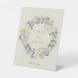 Blauw Geel Bloemenkrans Trouwkaarten en Cadeaus Reclamebord Met Voetstuk
