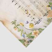 Blauw, geel bloemetjes  muziekblad ephemera tissuepapier (Detail)