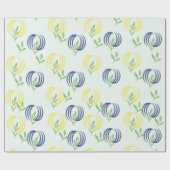 Blauw & Geel Bloemig Cadeaupapier (Vlak)