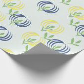Blauw & Geel Bloemig Cadeaupapier (Hoek)