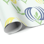 Blauw & Geel Bloemig Cadeaupapier (Rol Hoek)