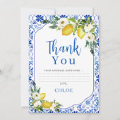 Blauw Geel Bloemig Citroen Bruids Trouw Dankkaart Kaart (Voorkant)