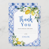 Blauw Geel Bloemig Citroen Bruids Trouw Dankkaart Kaart (Voorkant / Achterkant)