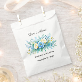 Blauw Geel Bloemig Liefde Is Zoet Bruiloft Bedankzakje