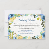 Blauw Geel Bloemig Trouwdetails Bijlagekaart Kaart (Voorkant)