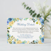 Blauw Geel Bloemig Trouwdetails Bijlagekaart Kaart (Staand voorkant)