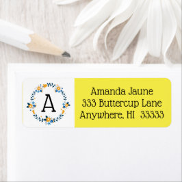 Blauw Geel Bloemkrans Land Label