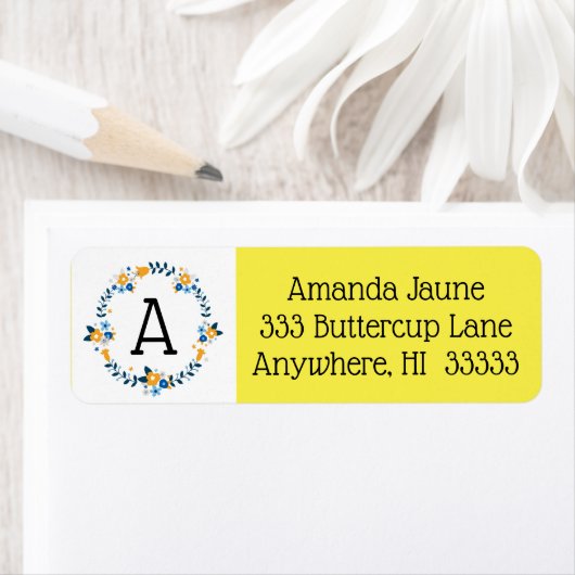 Blauw Geel Bloemkrans Land Label (Insitu)