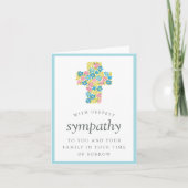 Blauw Geel Bloemkruis condoleert sympathie Kaart (Voorkant)