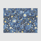 Blauw Geel Bloemmotief Tissuepapier (Voorkant)