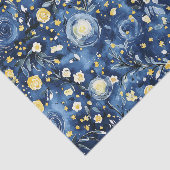 Blauw Geel Bloemmotief Tissuepapier (Detail)