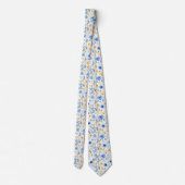 Blauw Geel Boho Bloemen Groomsmen bruidegom Bruilo Stropdas (Achterkant)