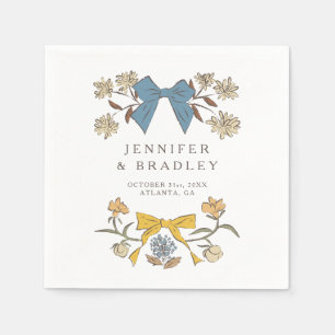 Blauw & Geel Boho Ribbons en bloemen bruiloft Servet