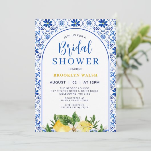 Blauw Geel Boog Citroen Vrijgezellenfeest Kaart (Staand voorkant)