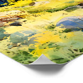 Blauw Geel Bosschilderij Poster (Hoek)