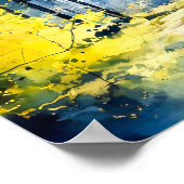 Blauw Geel Bosschilderij Poster (Hoek)