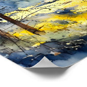 Blauw Geel Bosschilderij Poster (Hoek)