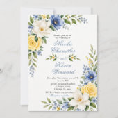 Blauw Geel Botanisch Huwelijk Kaart (Voorkant)