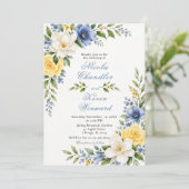 Blauw Geel Botanisch Huwelijk Kaart (Staand voorkant)