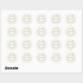 Blauw & Geel Botanisch Trouw Monogram Sticker (Vel)