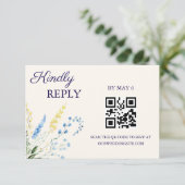 Blauw & Geel Botanisch Trouw RSVP Kaart (Staand voorkant)