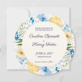 Blauw & Geel Botanisch Trouw 'Save the Date' Save The Date