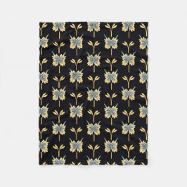 Blauw Geel Botanische Bloemen Voor Stijlvolle Deco Fleece Deken