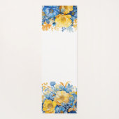 Blauw Geel Botanische Waterverf Bloemen Yogamat (Achterkant)