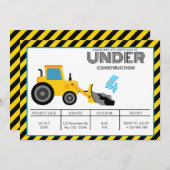 Blauw Geel Bouw Verjaardag Uitnodiging (Voorkant / Achterkant)