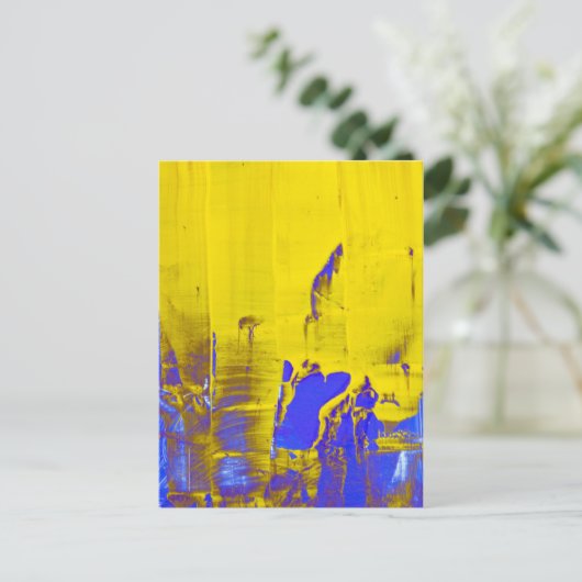 Blauw geel briefkaart (Staand voorkant)