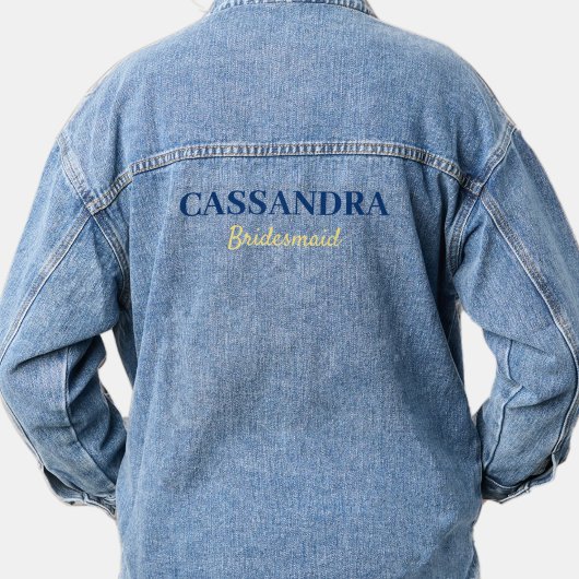 Blauw & Geel Bruidsmeisje Bruiloft Denim Jacket