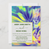 Blauw & Geel bruiloft Uitnodigen - Waterverf Bloem Kaart (Voorkant)