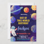 Blauw Geel Buitenruimte Verjaardag Uitnodigingen (Voorkant)