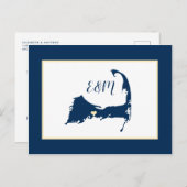 Blauw Geel Cape Cod Wedding Save the Date Briefkaart (Voorkant / Achterkant)