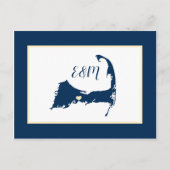 Blauw Geel Cape Cod Wedding Save the Date Briefkaart (Voorkant)