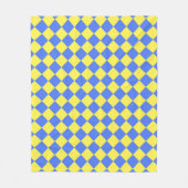 Blauw Geel Checker Diamant Patroon Fleece Deken (Voorkant)