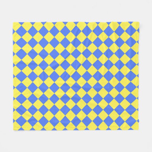 Blauw Geel Checker Diamant Patroon Fleece Deken (Voorkant (Horizontaal))