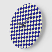 Blauw Geel Checker Diamant Patroon Grote Klok (Hoek)