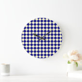 Blauw Geel Checker Diamant Patroon Grote Klok (Huis)