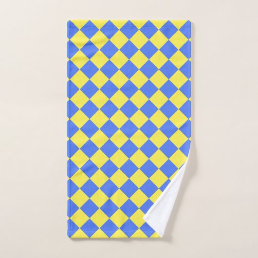 Blauw Geel Checker Diamant Patroon Handdoek (Handdoek)