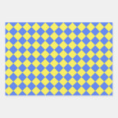 Blauw Geel Checker Diamant Patroon Inpakpapier Vel (Voorkant)