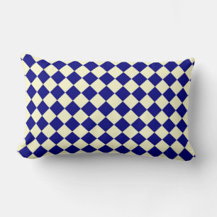 Blauw Geel Checker Diamant Patroon Kussen