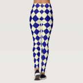 Blauw Geel Checker Diamant Patroon Leggings (Achterkant)