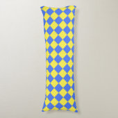 Blauw Geel Checker Diamant Patroon Lichaamskussen (Voorkant Verticaal)