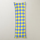Blauw Geel Checker Diamant Patroon Lichaamskussen (Achterkant (Verticaal))