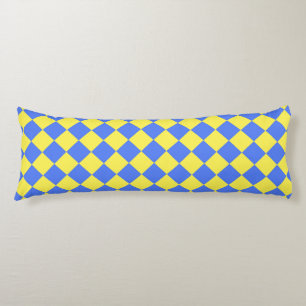 Blauw Geel Checker Diamant Patroon Lichaamskussen