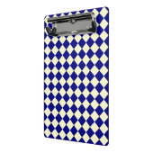 Blauw Geel Checker Diamant Patroon Mini Klembord (Angled2)