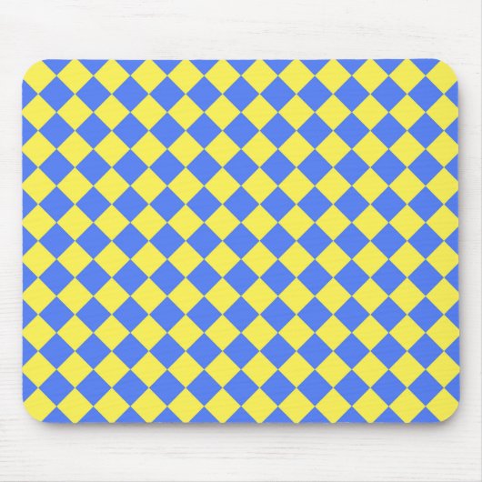 Blauw Geel Checker Diamant Patroon Muismat (Voorkant)